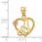 14K Two Tone Gold Initial Letter A Heart Charm Jewelry 22mm x 16mm